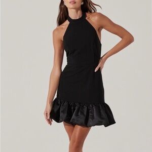 Astr Black Ruffled Mini Dress